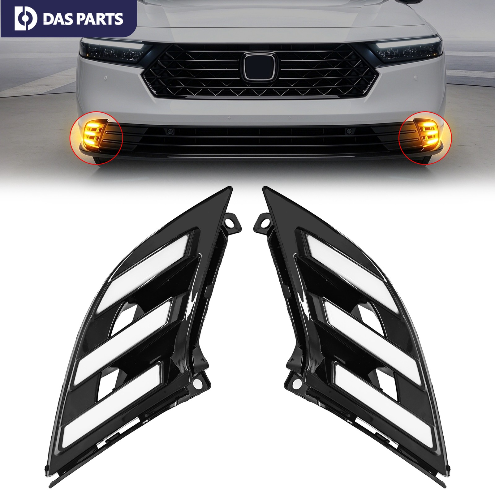For Honda Accord 2023-2025 LED Front Bumper Light DRL Turn Signal Fog Lights