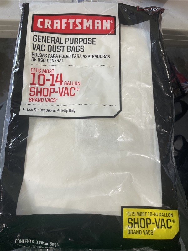 Craftsman Shop Vac Dust Bags 10-14 Gallon Pack Of 3