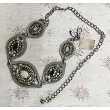 Chico  s Pearla Chain Belt   Neutral Metallic Statement Belt   S/M   NWT