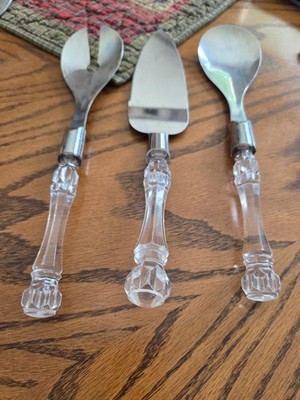 3 piece serving set stainless steel with plastic handles unbranded good conditio