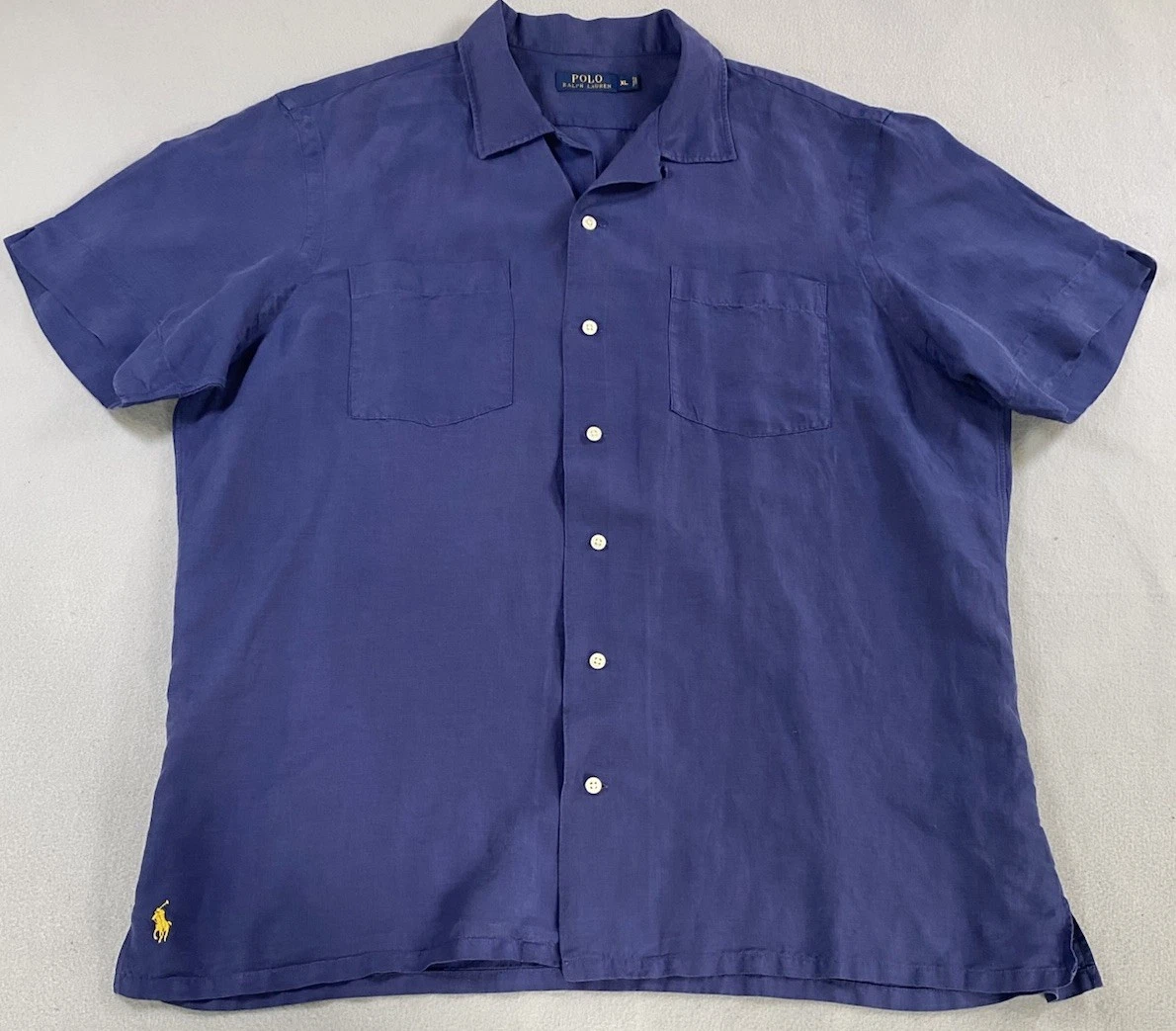 Polo Ralph Lauren Silk Short Sleeve Button-Up Casual Button-Down