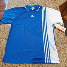 Vtg 90s Adidas Men's Soccer Jersey/Shirt Three Stripes Logo Size XL NWT Cobalt 