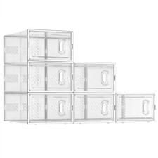 BALEINE 6 Pack Stackable Shoe Storage Boxes XLarge Fits Size 11-6PK, White