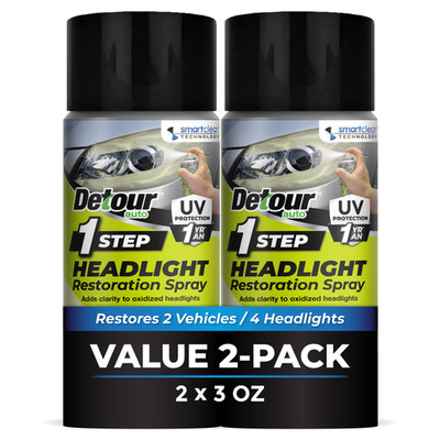 Detour Auto Detour 1-Step Headlight Restoration Spray - 2-In-1 Cleaner Restorer