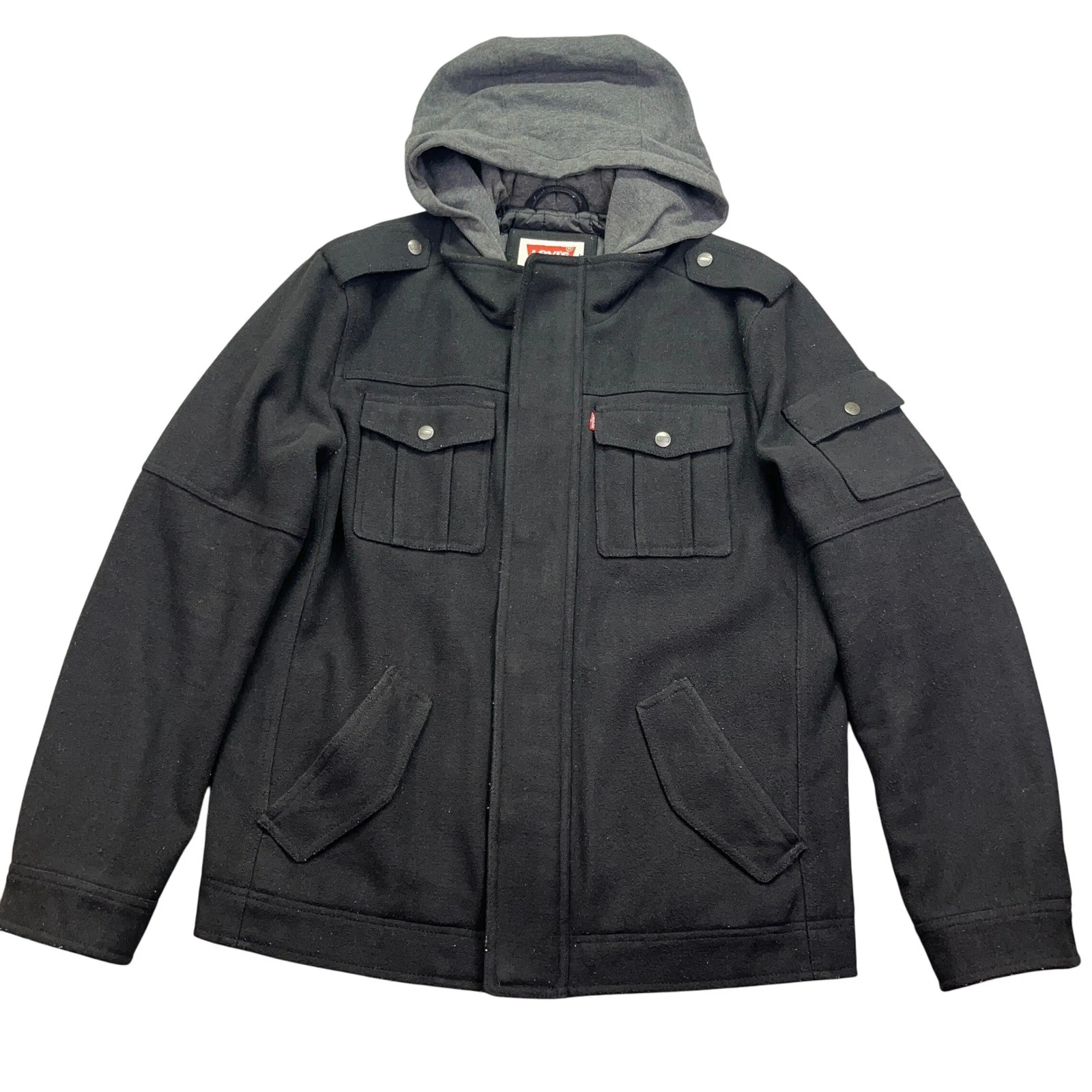 Levi's Wool Blend Hooded Jacket Black Military Style Coat Grunge Gorpcore Sz S
Opens in a new window
