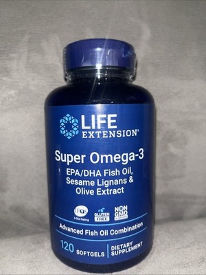 Life Extension Super Omega-3 Plus EPA/DHA Fish Oil/Olive/EPA/DHA 120gels 4/2027