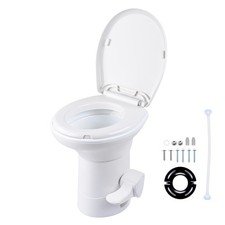 RV Toilet Porcelain Enamel Gravity Flush Camper Trailer Toilet Travel