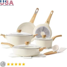 Healthy Non-Stick Ceramic Cookware Set 14 Piece Induction Compatible Pots Pans