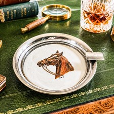 Painted Horse Equestrian Vintage Sterling Silver Ashtray Paperweight Catchall