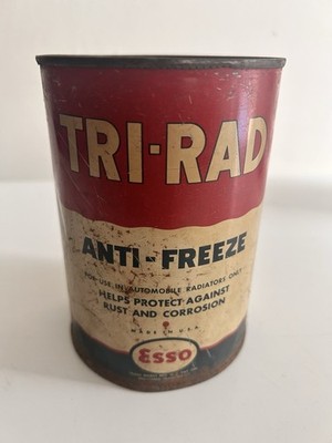 Vintage Esso Tri-Rad anti-freeze metal tin. 1 Quart Made In USA