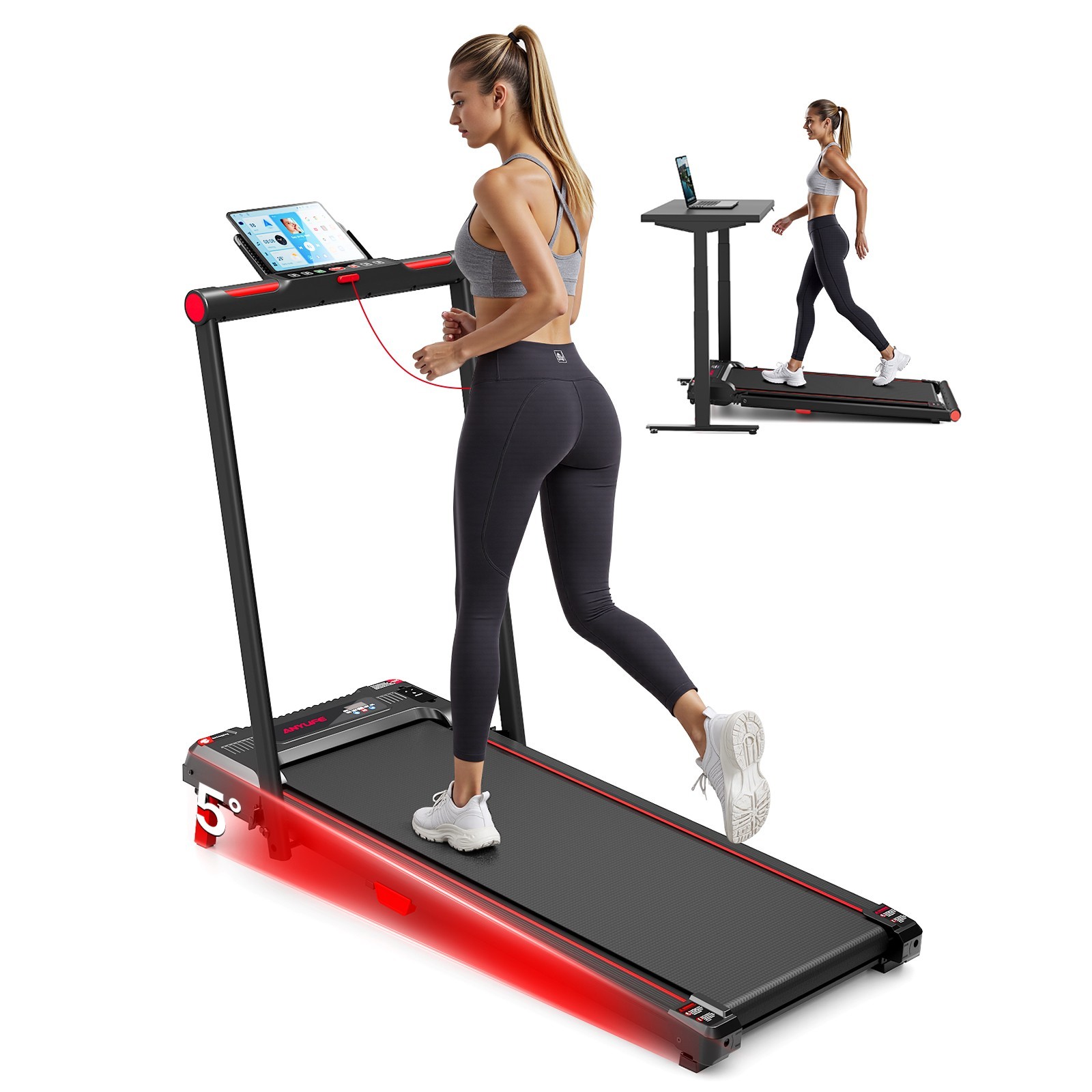 Brand new Incline Walking Pad 2.5HP 330lb Capacity Compact Treadmill with Remote