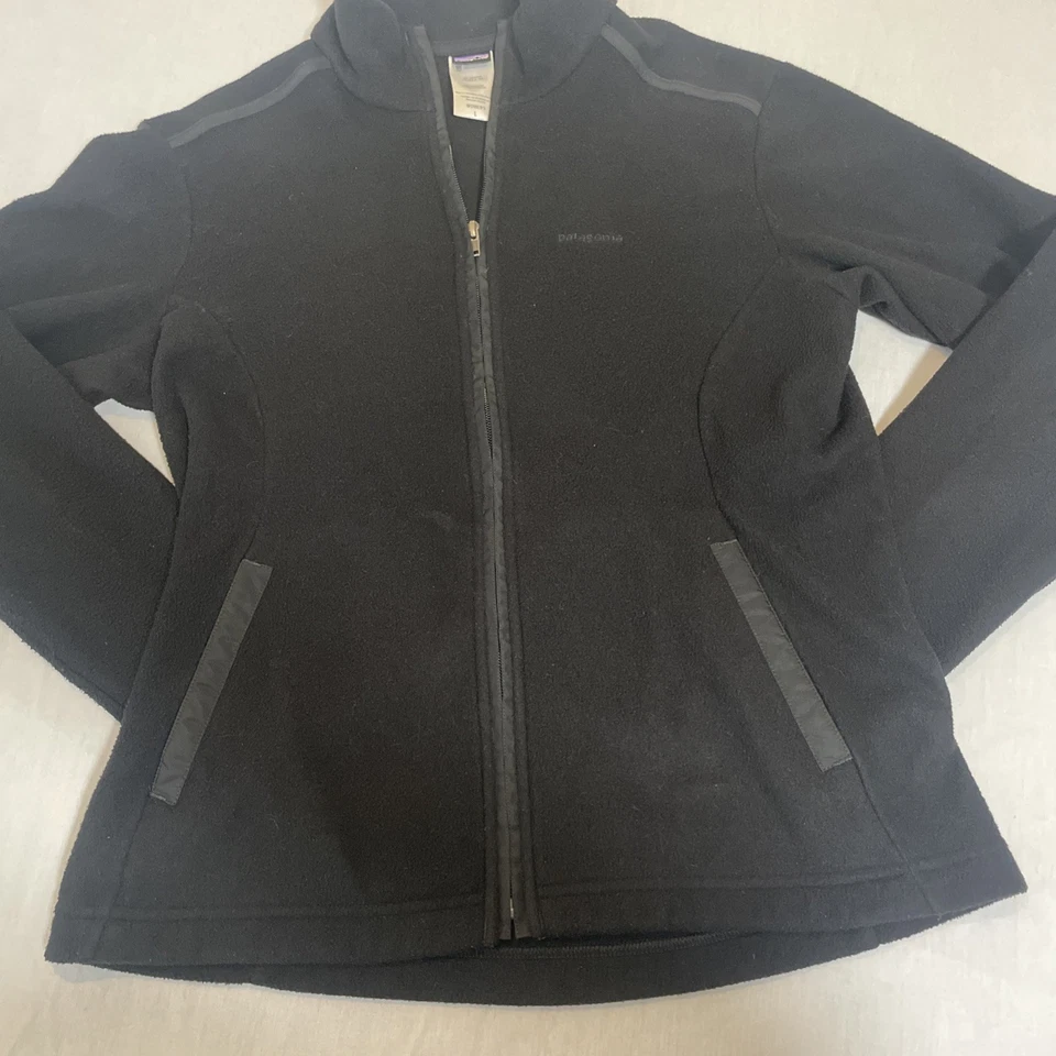 Chaqueta negra Patagonia para mujer grande micro polar cremallera completa sudadera ligera Foto 3 de 4