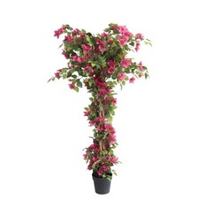5 Feet Artificial Bougainvillea Tree with Flowers in Plastic Pot Faux Bloomin...