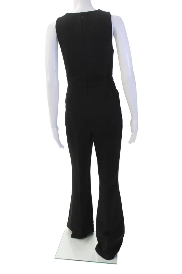 Rachel Zoe Womens Sleeveless High Rise Flare Leg Jumpsuit Black Size 2 - Image 3 of 4