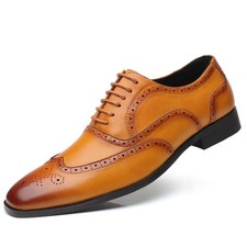 Fashion Genuine Leather Shoes Wedding Height Increasing Elevator Dress Shoes