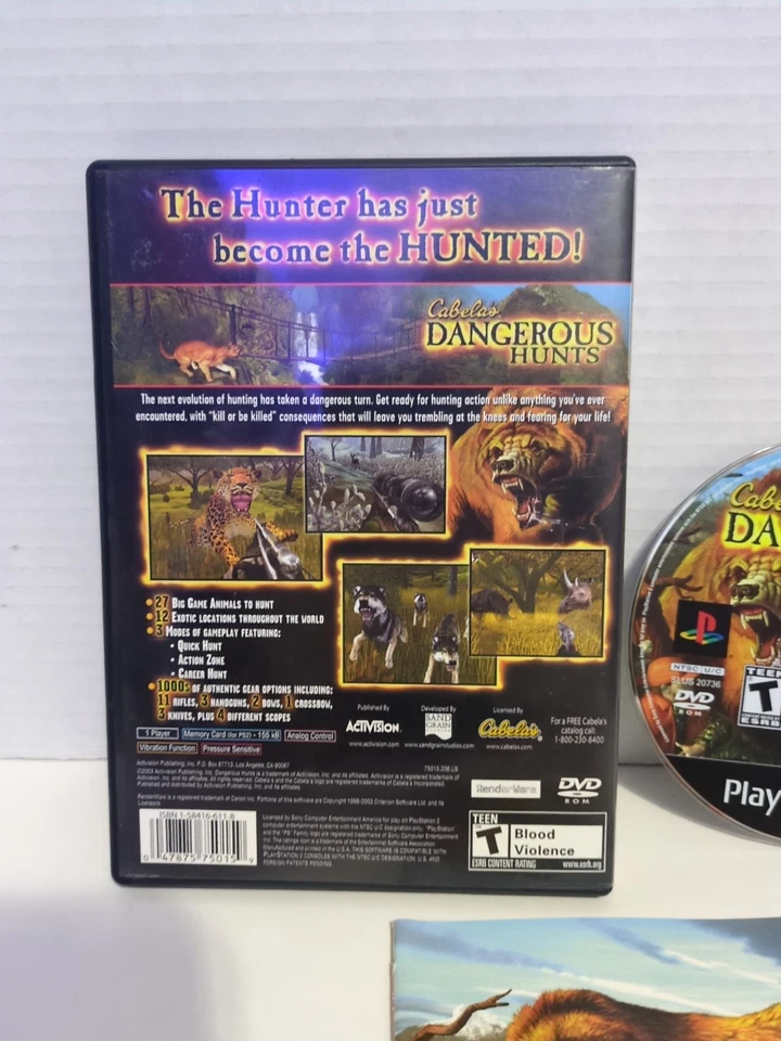 🐻🏹 Cabela's Dangerous Hunts (PlayStation 2) PS2 Complete w/ Manual CIB Tested - Image 2 of 3