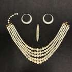 VINTAGE ESTATE JEWELRY LOT – NECKLACE, SILVER EARRINGS & BAR PIN — photo 1