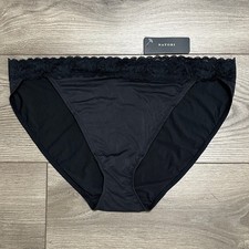 Natori Discreet Everyday Bikini Panty Stretch Jersey Lace Trim Black Size XL