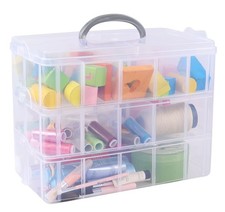 Plastic Stackable Storage Container Box 30 Adjustable Compartments 3 Tiers