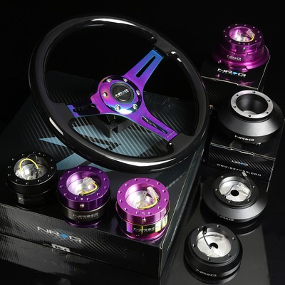NRG 130H HUB+PURPLE GEN 3.0 QUICK RELEASE+3''DISH IRIDIUM STEERING WHEEL BLACK