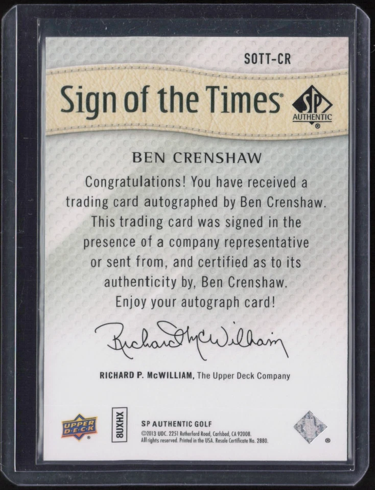 2013 SP Authentic Sign Of The Times Ben Crenshaw Auto Autograph  - Image 2 of 2