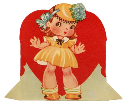 Vintage Valentine Standup Girl You're Mine Why So Hush Hush c1930s