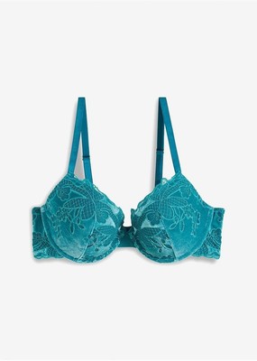 BH mit besonderem Samt-Look Gr. (85) C Smaragd Unterwäsche Unterhemd Bra Neu*