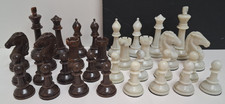 VTG 32 Cavalier Tournament Chess Pieces White Brown Alabasque Staunton Weighted