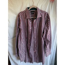 Paul Fredrick Mens Dress Shirt 18x35 Classic Fit Burgundy Non-Iron Cotton