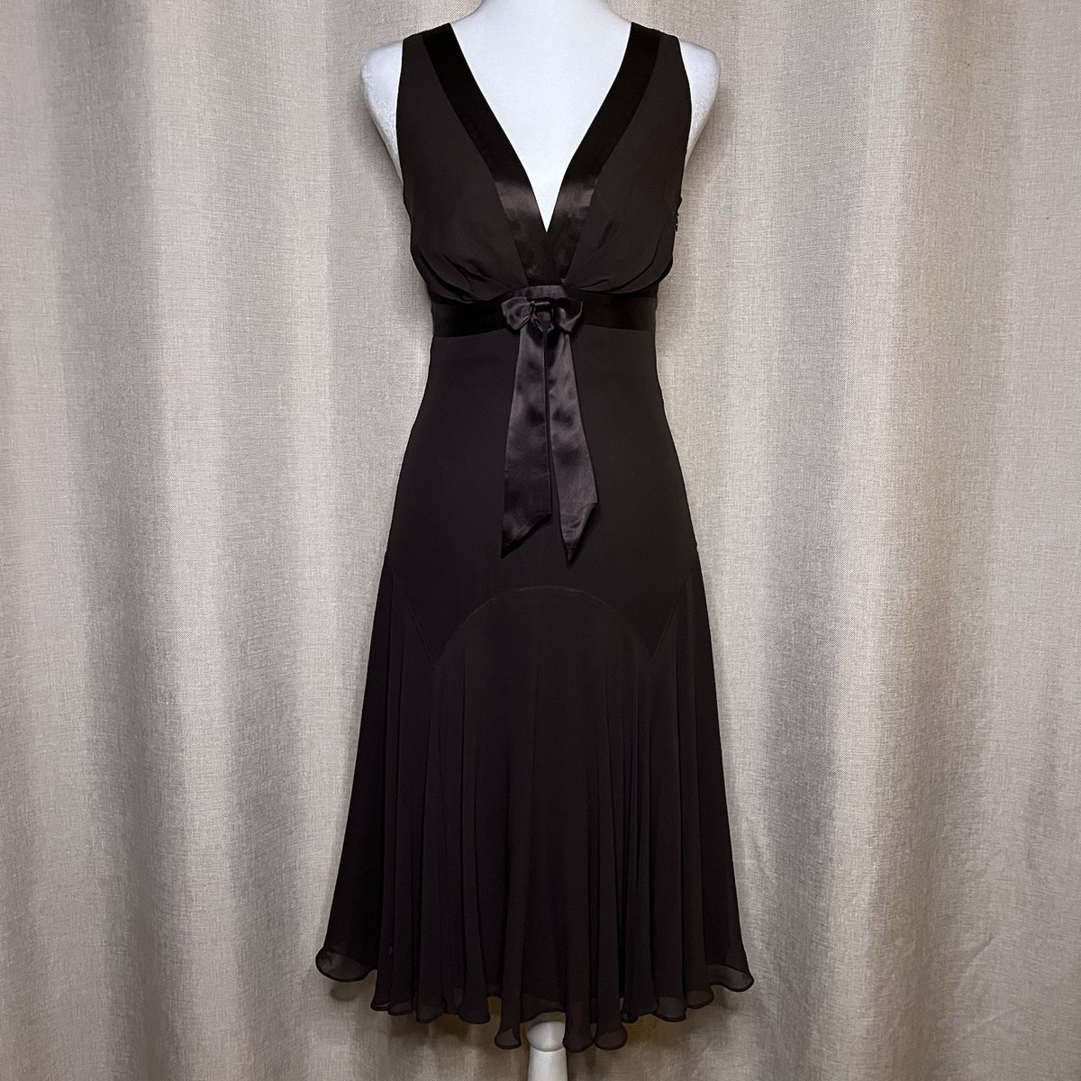NWT Vintage Y2K Ted Baker Georgette Fit & Flare Silk Midi Dress Bow Womens  1