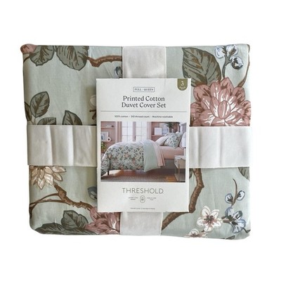 Threshold Full/Queen Cotton Sateen Duvet Cover Set 3 Piece Floral French Country