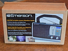 Emerson Portable Instant Weather AM FM Radio Plug In Or Battery RP6251 Clock