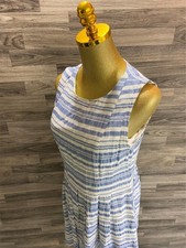 VINCE CAMUTO Round Neck Blue / White Striped Fit & Flare Dress Women’s Size 6