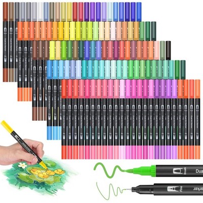 Art Marker Brush Pens Set - 120 Colors Fine & Brush Dual Tip Water-Based Mark...