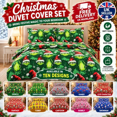 Christmas Duvet Cover Set Matching Pillowcases Grinch Only Fools & Horses Xmas - image 1 of 3
