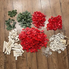 1964 American Plastic Bricks Army Green, Red, White windows doors ELGO LEGO 4 lb