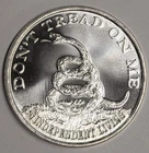 1 oz .999 Fine Silver Don't Tread On Me / Boston Tea Party Bullion Round