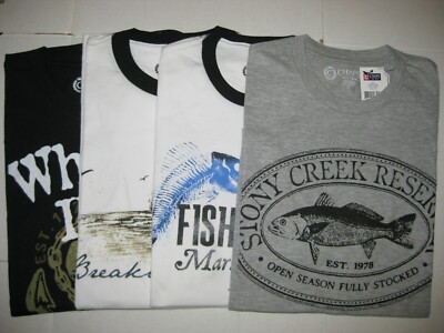 NWT Men's Chaps Cotton T-Shirt Fish / Marina Print - Pick Your Style and Size