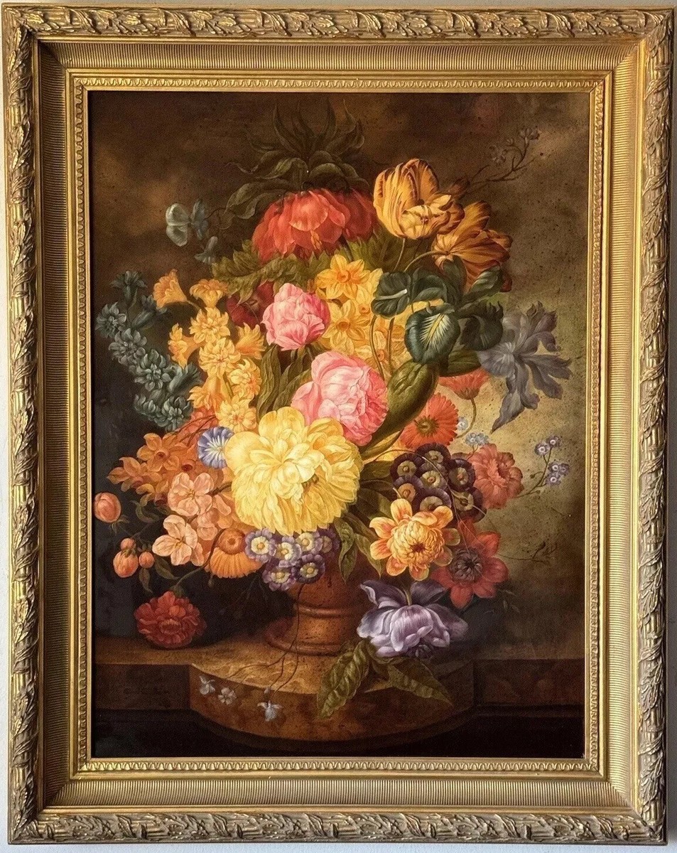EXCEPTIONAL VINTAGE STILL LIFE FLOWERS OIL PAINTING VIBRANT