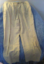 Liz Claiborne Lizsport Pants Women's 12 Tan Linen/Rayon