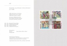 SWITZERLAND HELVETIA 1989 PTT SOUVENIR CARD PRO PATRIA MEDIEVAL CHRONICLES FDI