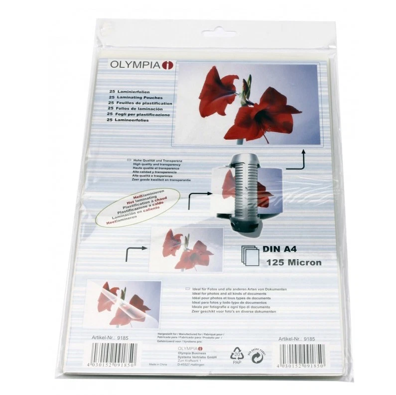 OLYMPIA Laminierfolie 25 X DIN A4 125 Mikron Super-Qualität Neu/OVP
