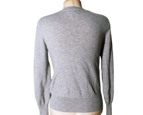 Autograph 100% Cashmere Sweater Womens 4 Gray Long Sleeve Classic Academia - Picture 3 of 6
