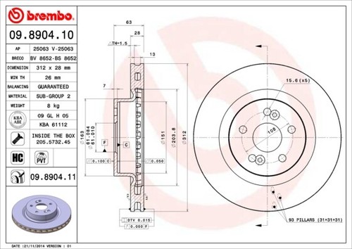 Brembo Bremscheiben Hinten Mit UV-Lackierung – Satz 2 Stück, Ø 300 Mm, Stärke 22 Mm, Inkl. Befestigungsschrauben