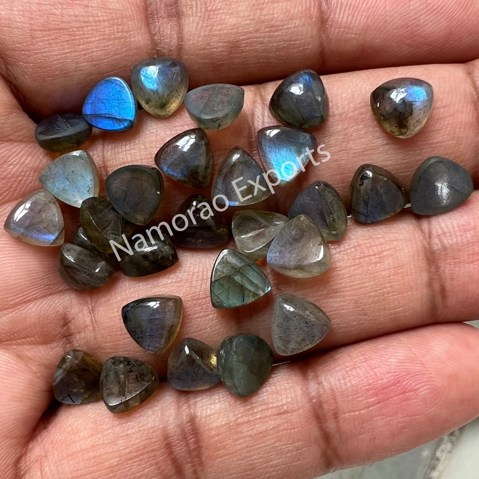 Lote de trillones de piedras preciosas sueltas cabujón de labradorita natural de 7x7 mm a 20x20 mm Foto 3 de 4