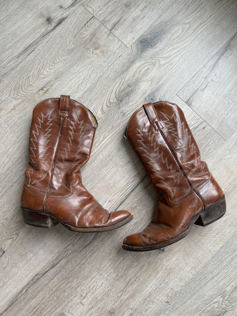Cowboy Western Boots 90s Leather Brown Shoes Vintage | eBay