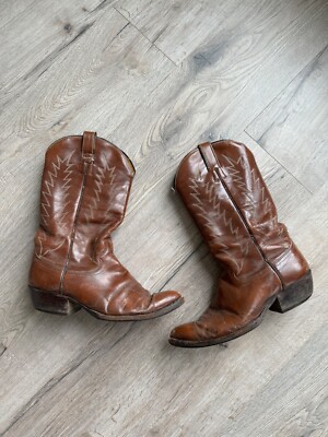 Cowboy Western Boots 90s Leather Brown Shoes Vintage | eBay