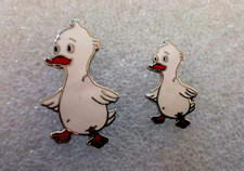 1980s Mother  Baby Duck Cute Duckling Quality Enamel Lapel Hat Pin Set NOS New