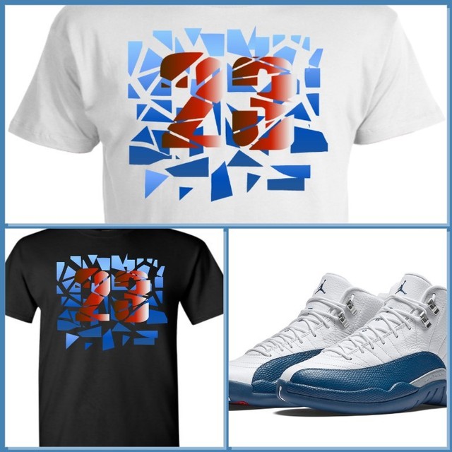 EXCLUSIVE TEE SHIRT to match the NIKE AIR JORDAN 12 XII FRENCH BLUE! SHATTER | eBay
