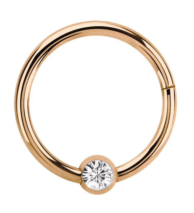 Lippenbändchen Piercing Ring BCR 1,2mm Rose Gold Clicker Verschluss und Kristall - Bild 2 von 4